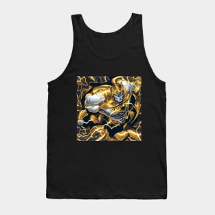 Majestic golden superman bursting through a lightningstorm Tank Top